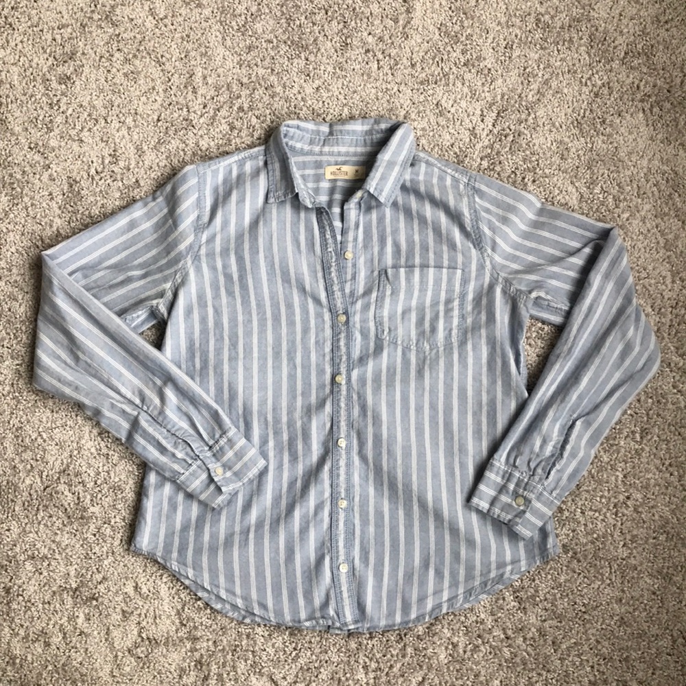 Hollister Blue/White Striped Button Down
